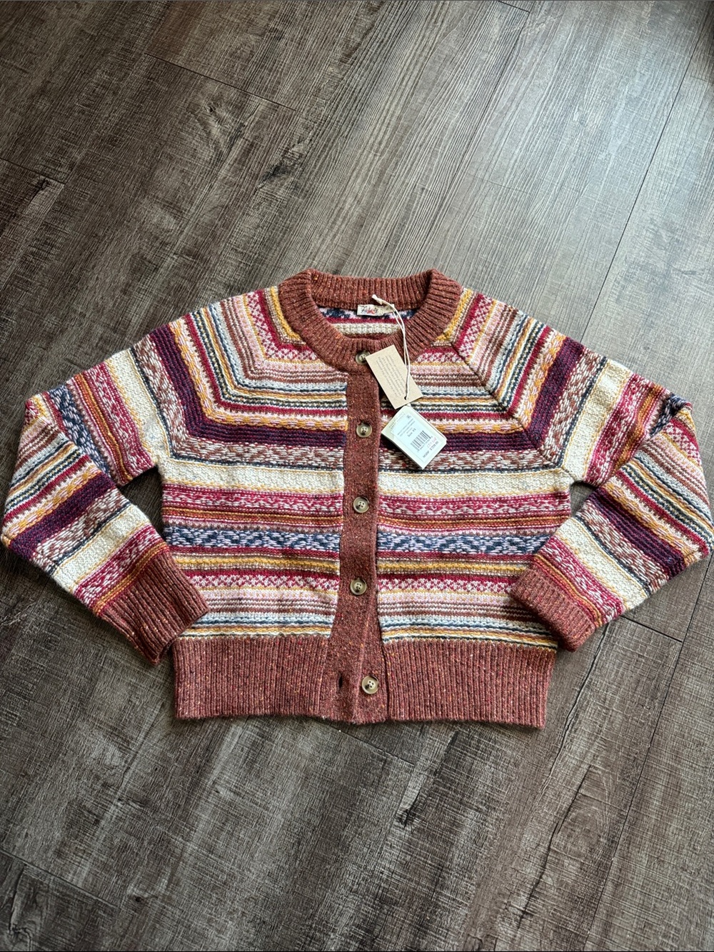 Faherty Rosemulti Striped Button-Up Knit Cardigan NWT